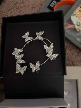 Sparkling Rhinestone Butterfly Ear Cuff Non-Piercing Wrap Earring